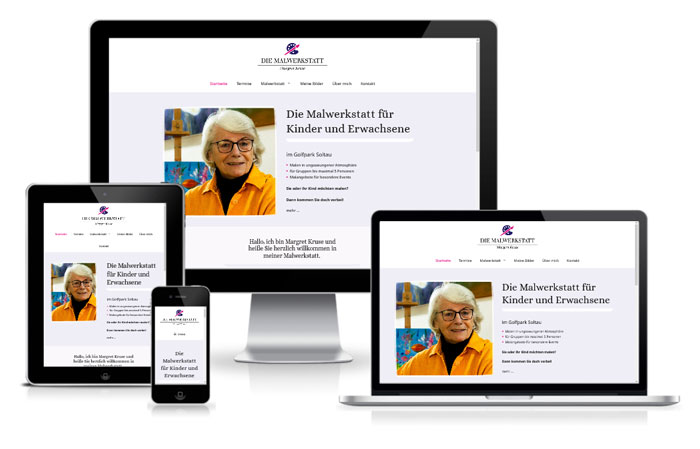 Referenzbilder für verschiedene Bildschirmgrößen der Website die-malwerkstatt-soltau.de